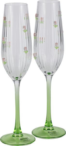 Набор бокалов для шампанского "ASTI" 2шт., 250мл. (стекло, зеленый), Regent 